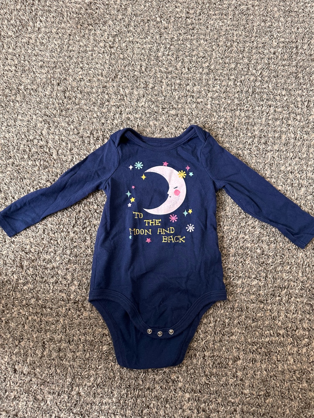 18M Cat & Jack Navy Long-Sleeve Moon Graphic Bodysuit with Pink Moon